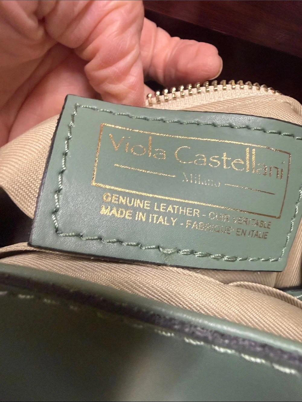 Leather Viola Small Top-Handle Satchel in Sage Green